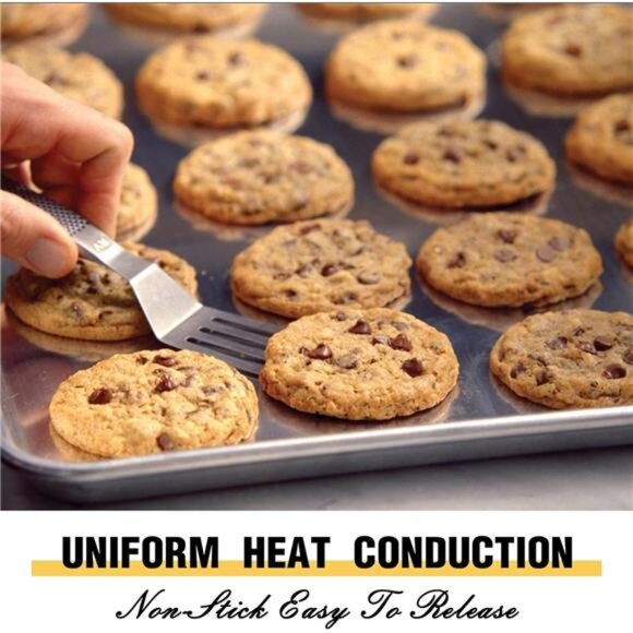 Commercial Quality Baking Sheet Pan Set, Natural Aluminum Cookie Sheet, Nonstick - Picture 4 of 7